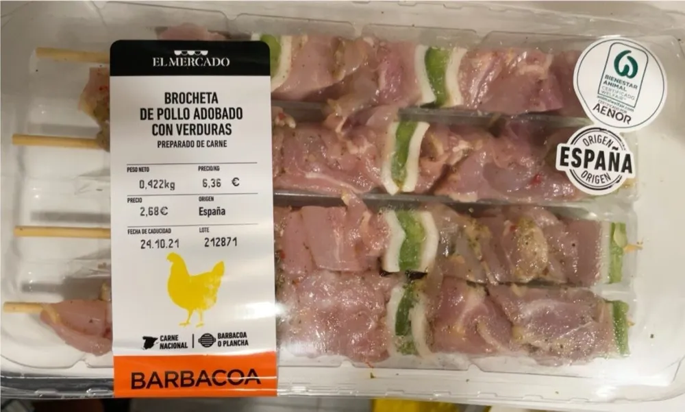 BROCHETA DE POLLO ADOBADO CON VERDURAS