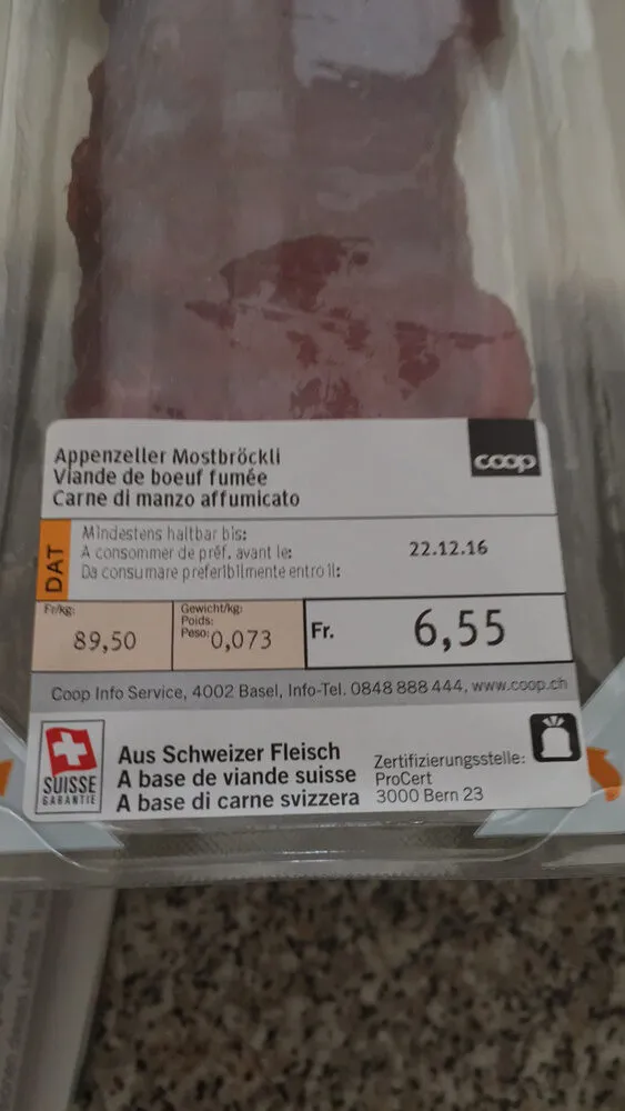 Viande de boeuf fumée