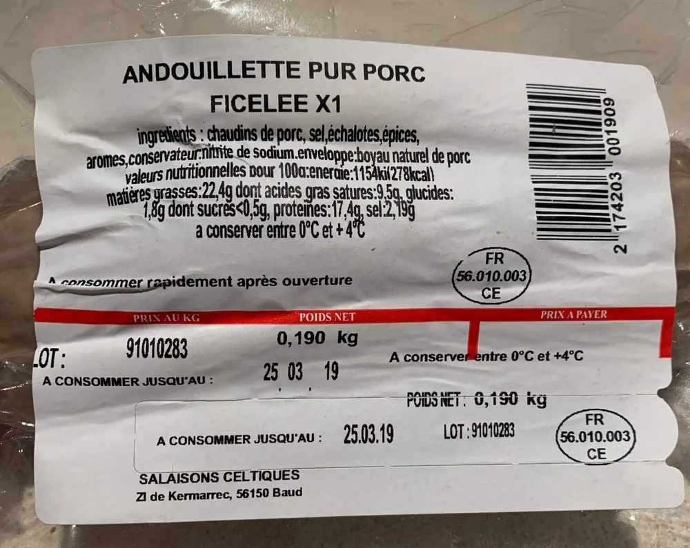 Andouillette pur porc ficelee