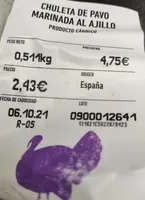 Chuleta de pavo marinada al ajillo
