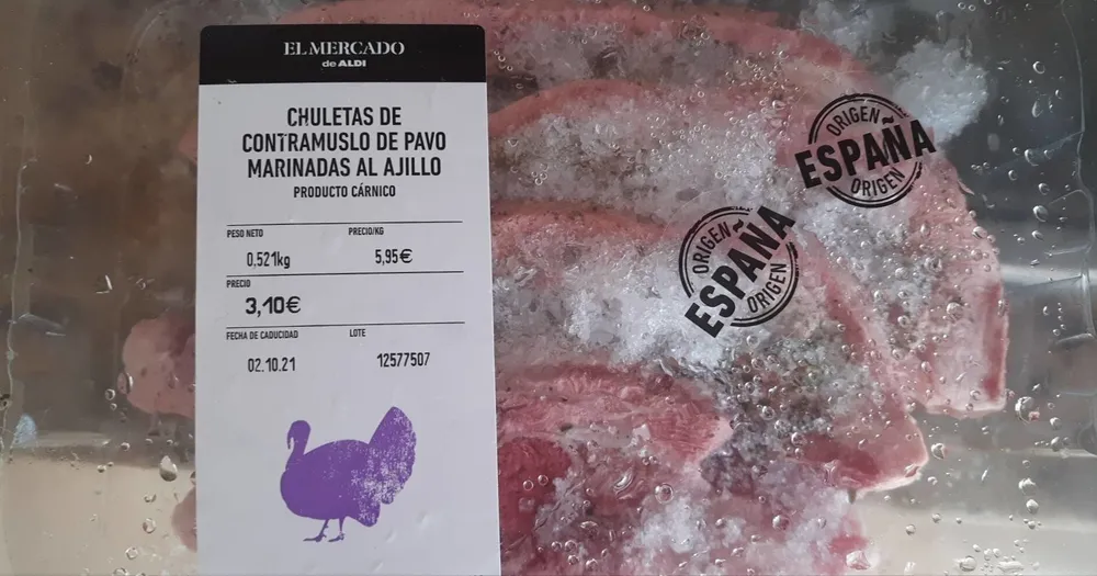 Chuletas pavo marinadas al ajillo