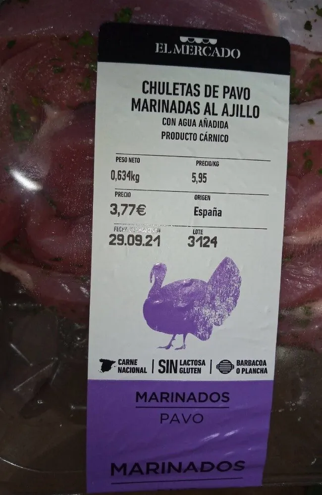 Chuletas de Pavo al ajillo
