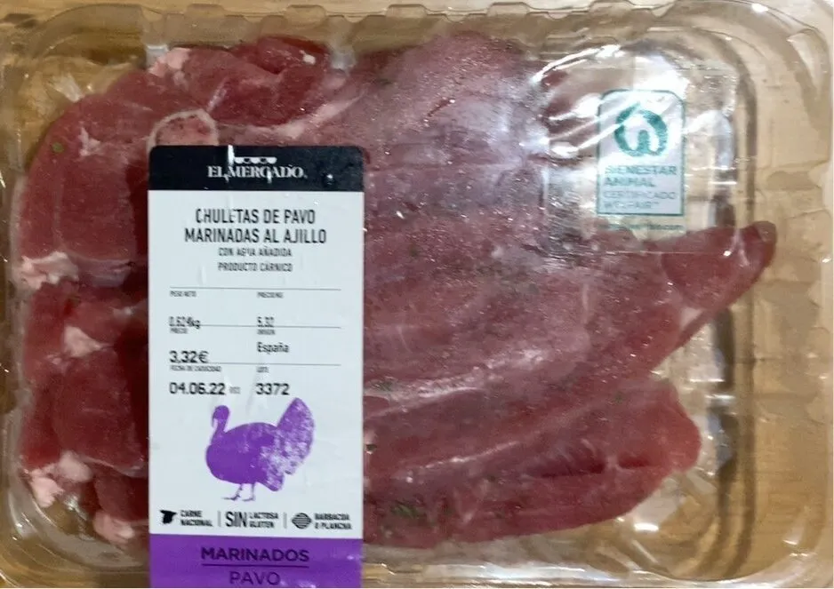 Chuletas de pavo marinadas al ajillo