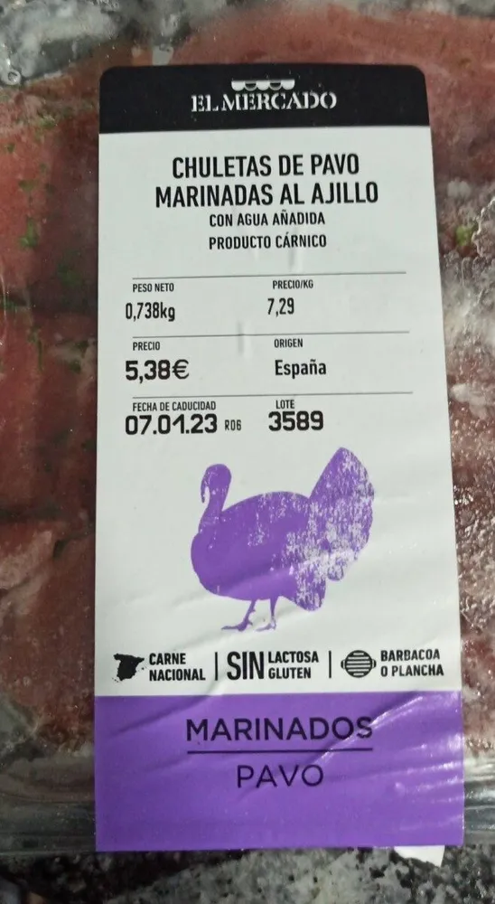Chuleta de pavo marinada al ajillo