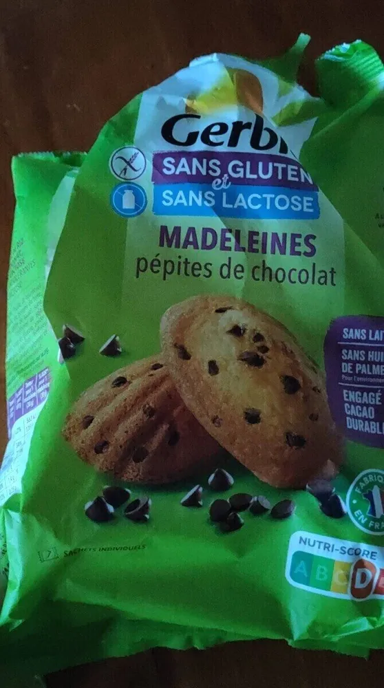 Madeleine pépites de chocolat sans gluten et sans lactose
