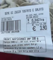 Seme di zucca tostato e salato