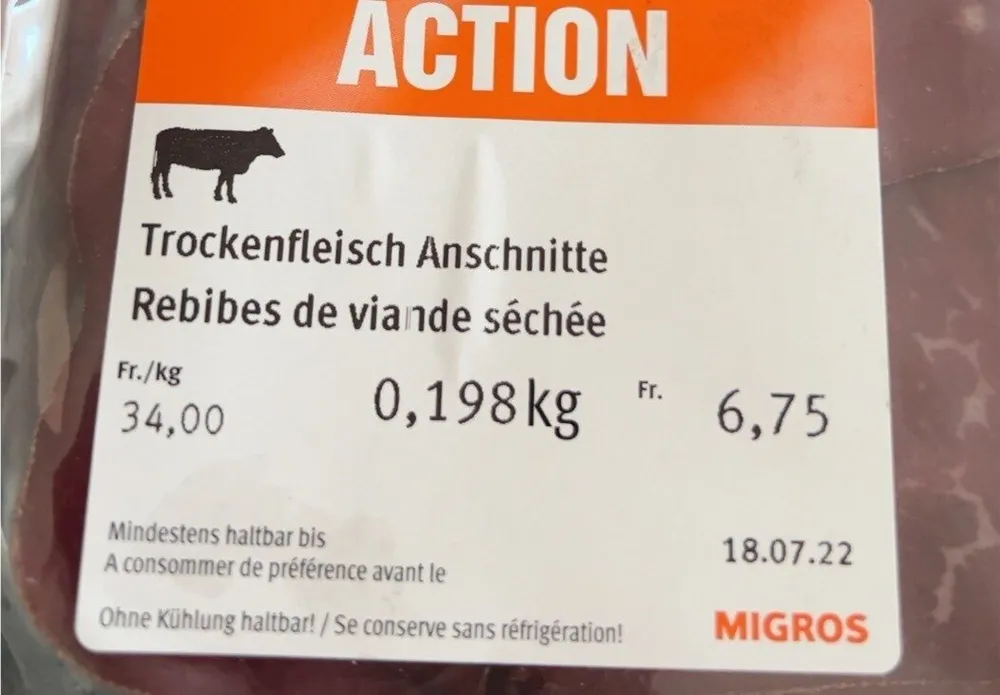 Trockenfleisch Anschnitt