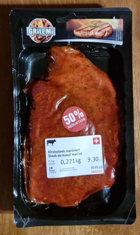 Steak de bœuf mariné