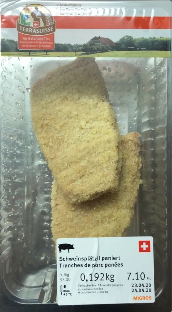 Tranches de porc panées