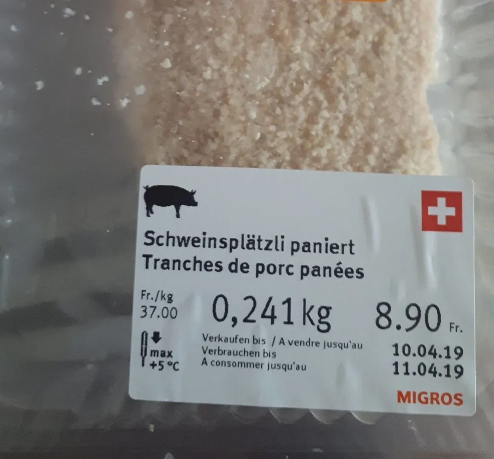 Tranches de porc panées