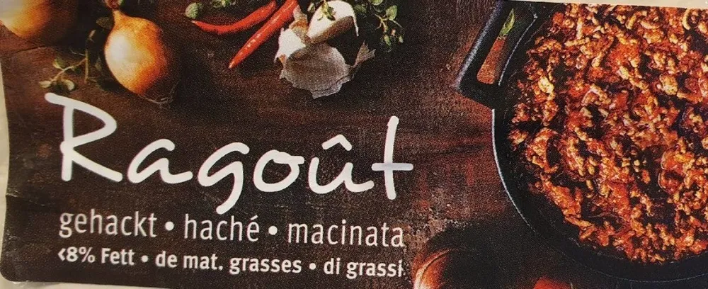 Viande hachée de ragoût de boeuf < 8% de mat. grasse