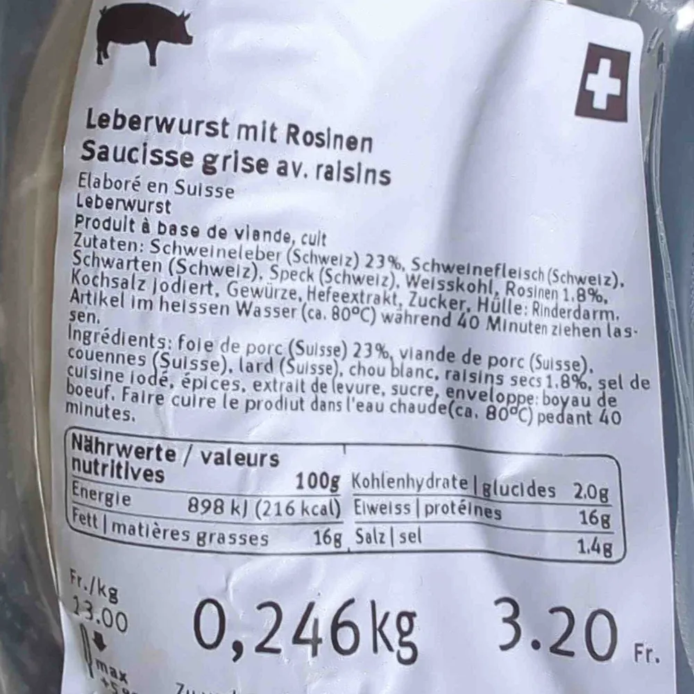 Leberwurst mit Rosinen