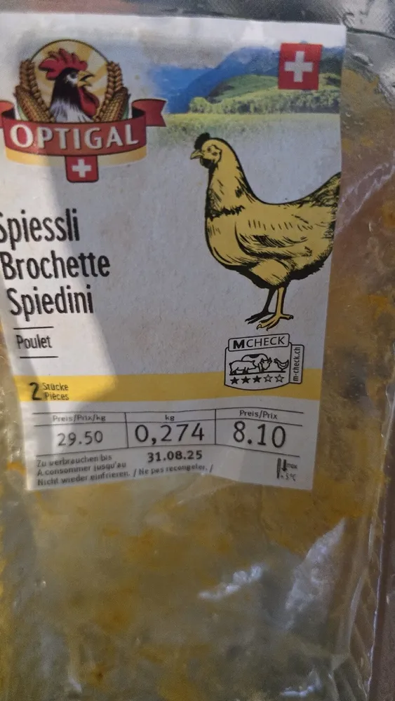 Poulet-Spiessli Kebab