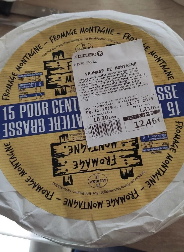 Tome fromage montagne