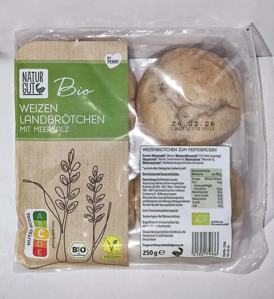 Bio-Landbrötchen - Weizen mit Meersalz