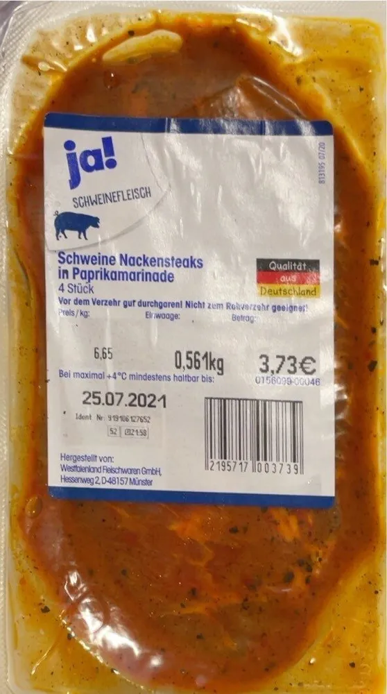Schweine Nackensteaks in Paprikamarinade