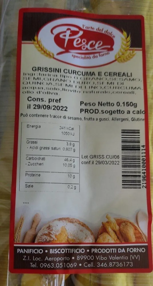 Grissini curcuma e cereali