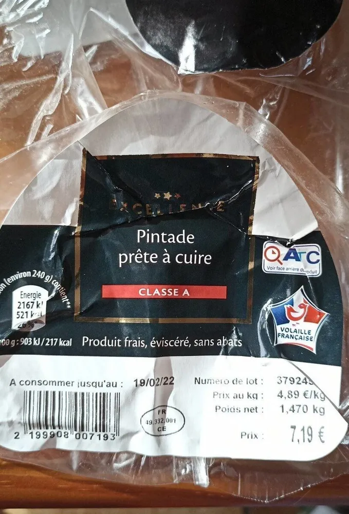 Pintade prête à cuire