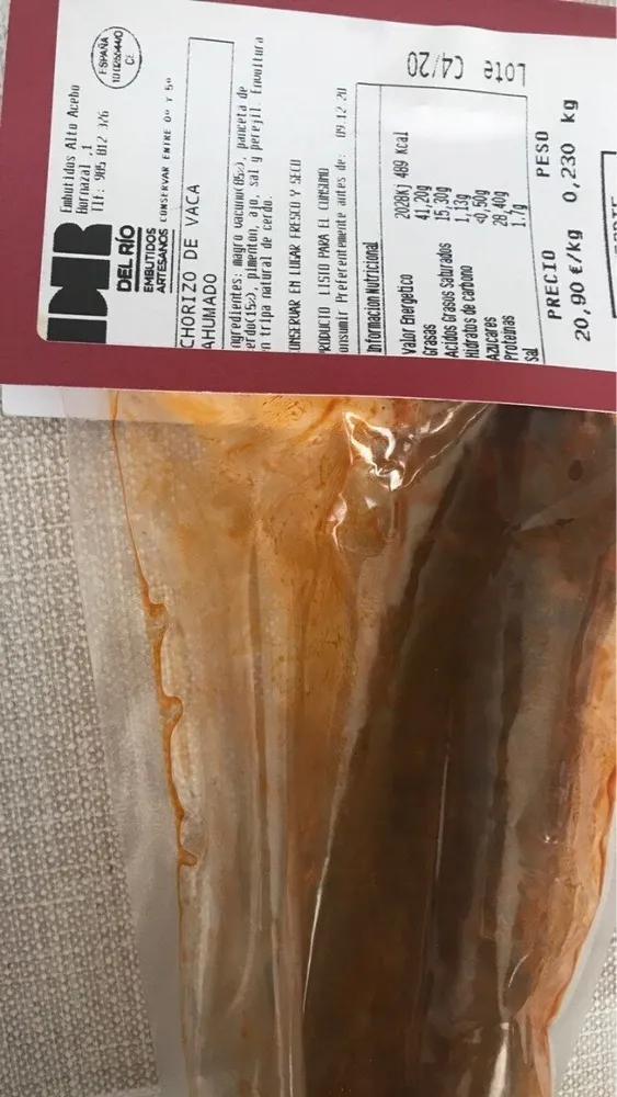 Chorizo de vaca ahumado