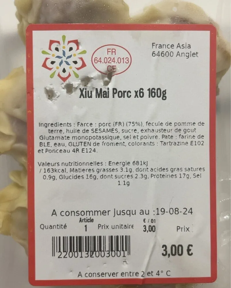 Xiu Mai Porc x6 160g
