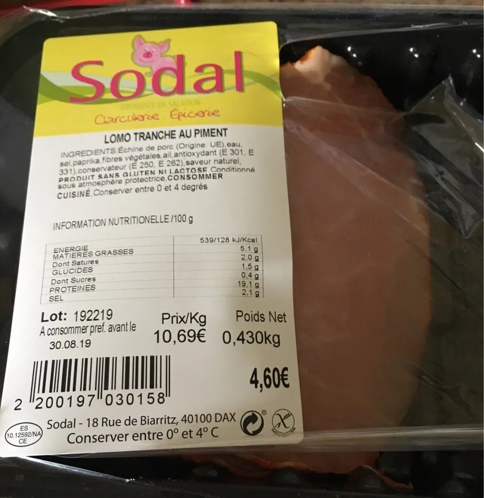 Lomo tranche au piment