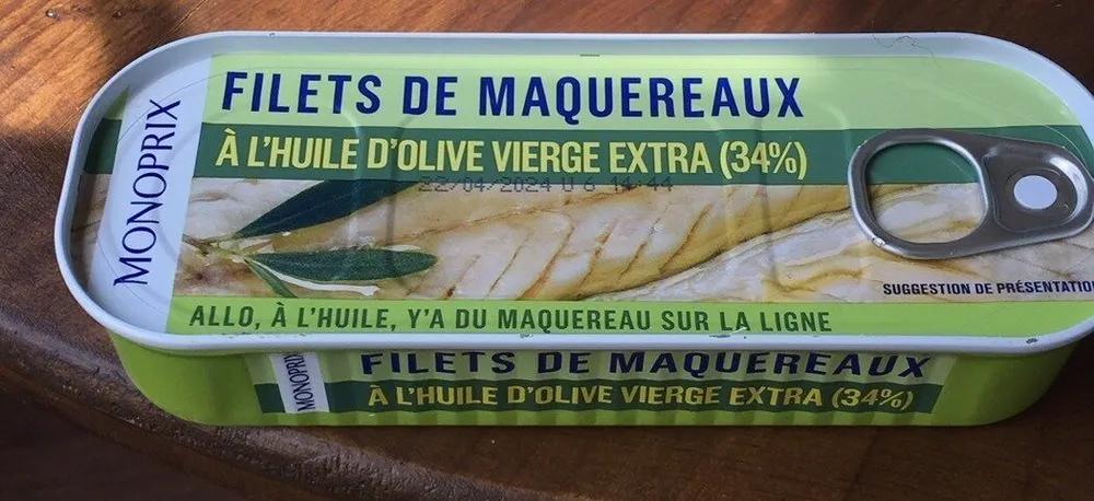 Filets de maquereaux à l’huile d’olive vierge extra (34 %)