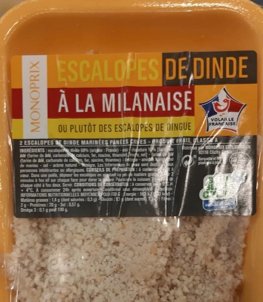 Escalope de dinde à la milanaise crue