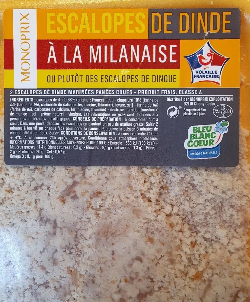 Escalope de dinde a la Milanese