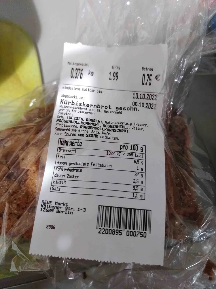 Kürbiskernbrot geschnitten