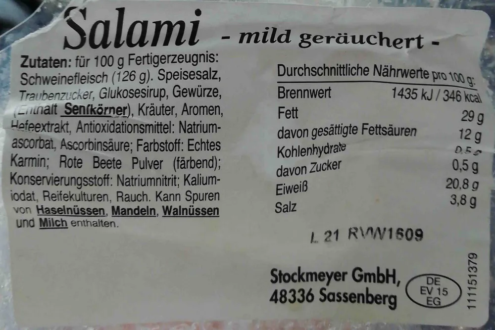 Salami, mild geräuchert