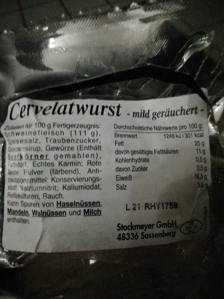Cervelatwurst, mild geräuchert