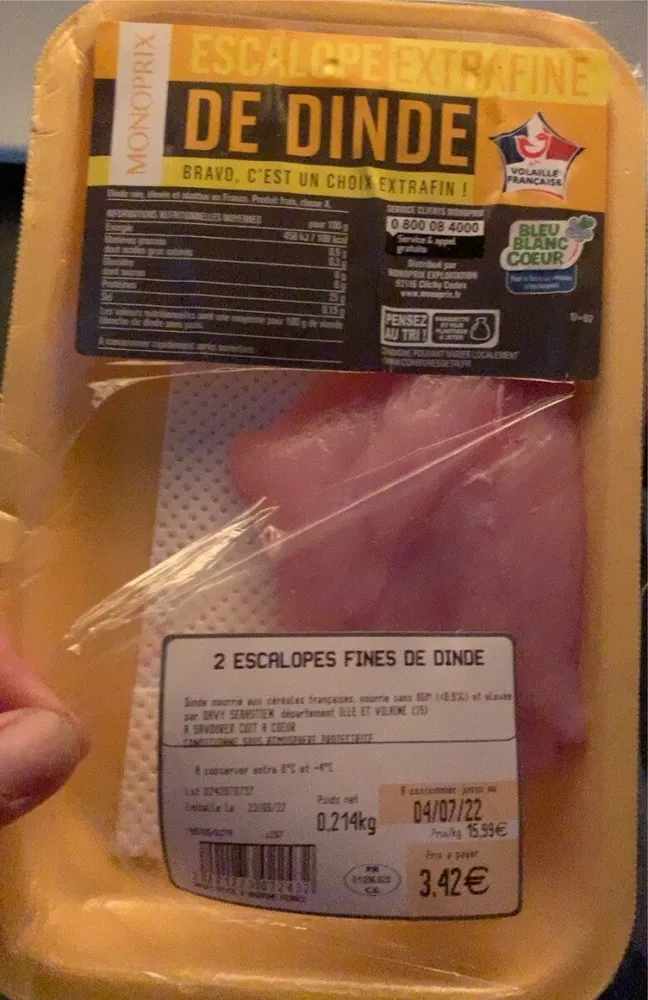 Escalopes extrafines de dinde