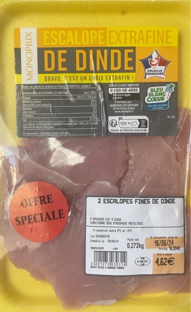 Escalopes extrafine de Dinde