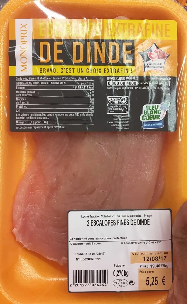 Escalope extrafinde de dinde
