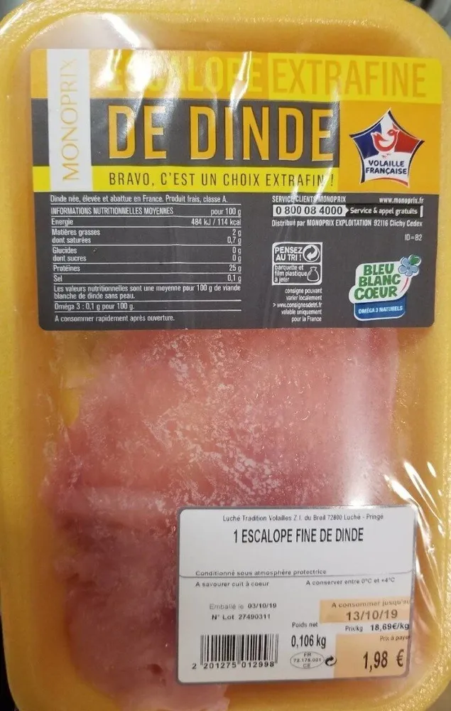 Escalope extrafine de dinde