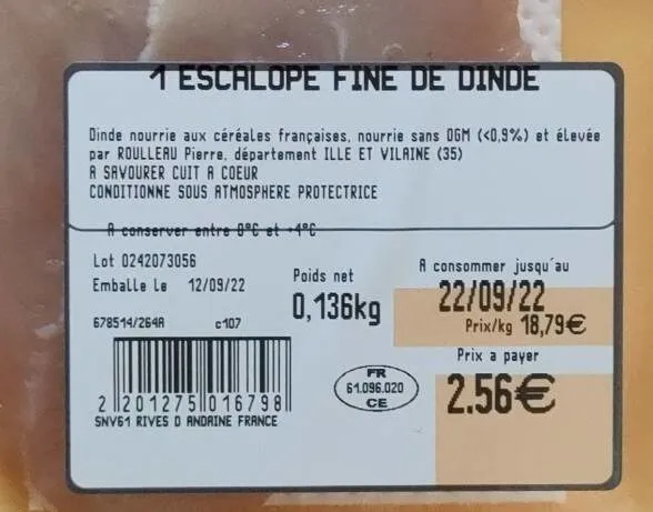 Escalope de dinde