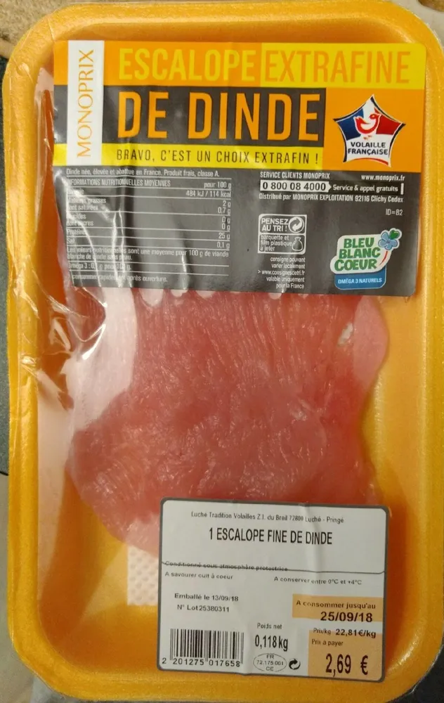 Escalope extrafine de dinde