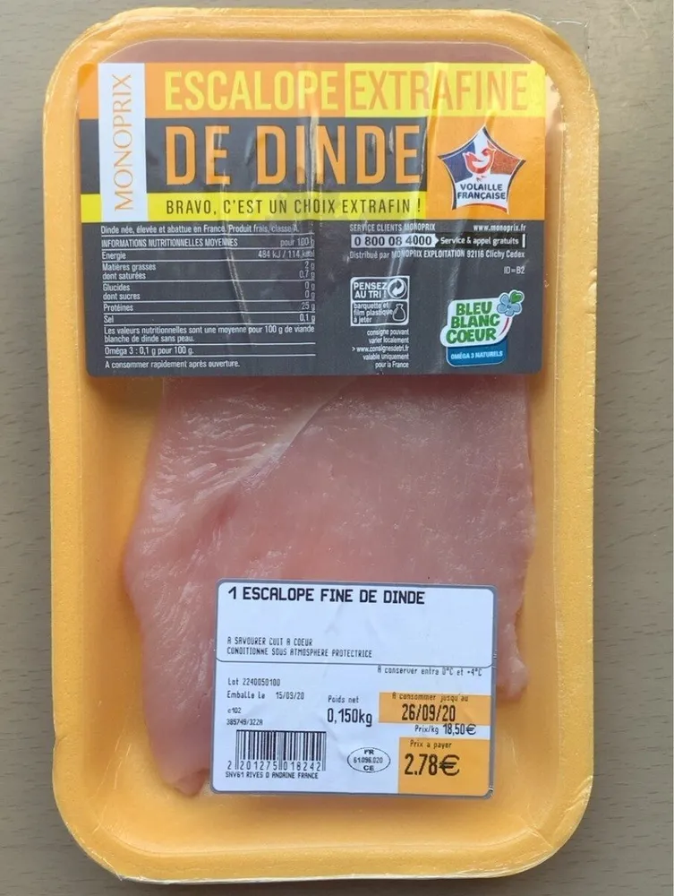 Escalope extrafine de dinde