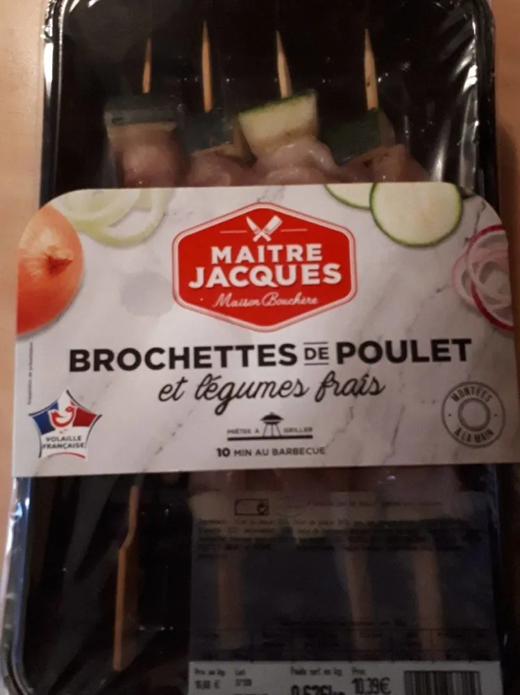 Brochettes poulet et légumes