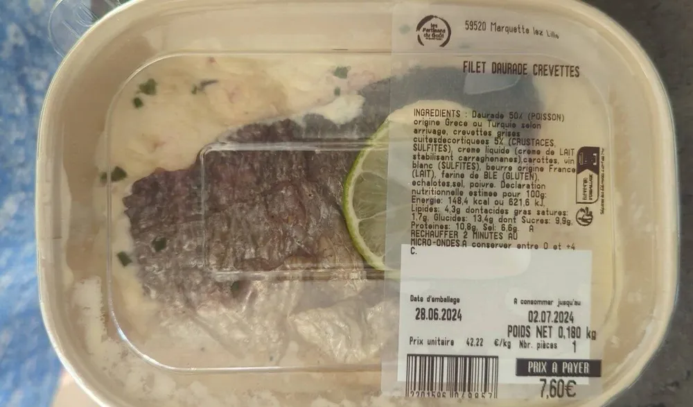 Filet daurade crevettes
