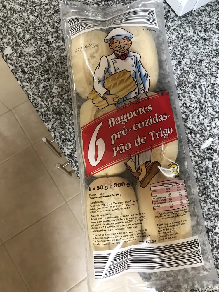 6 Baguettes pré-cozidas - Pão de Trigo