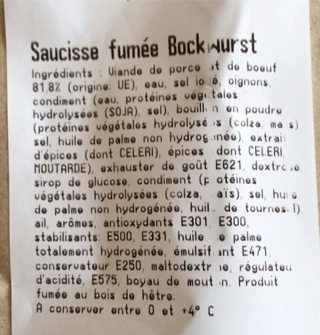 Saucisse fumée Bockwurst