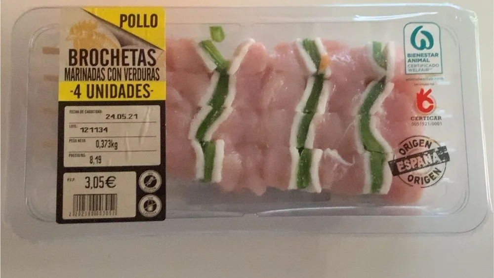 brochetas marinadas con verduras