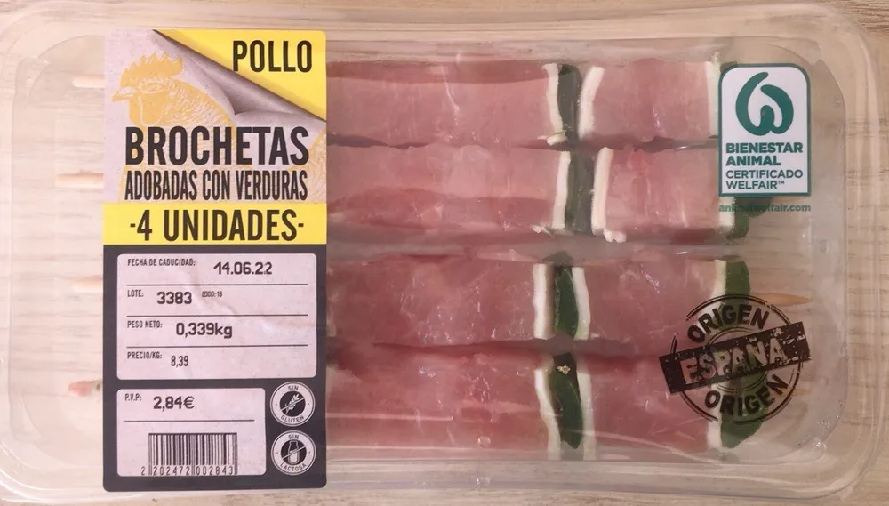 Brochetas adobadas con verduras