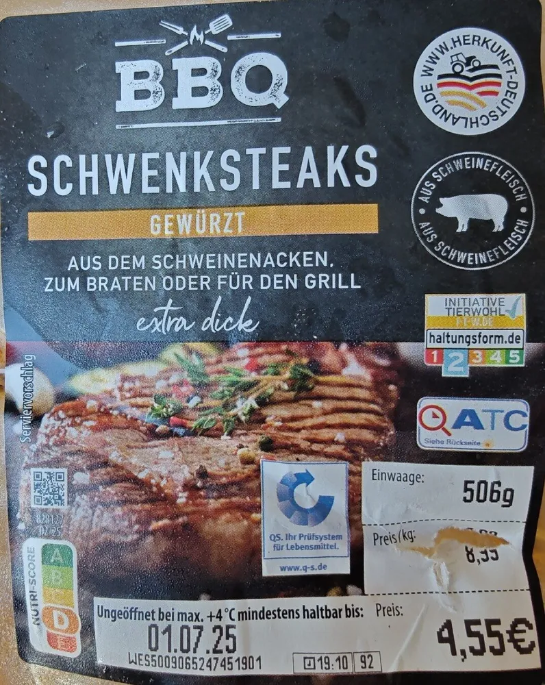 Schweinestwaks Gewürzt extra dick BBQ