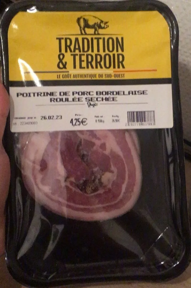 Poitrine de porc bordelaise roulée sechée