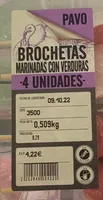 Brochetas marinadas con verduras