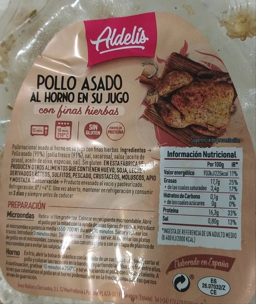 Pollo asado al horno en su jugo