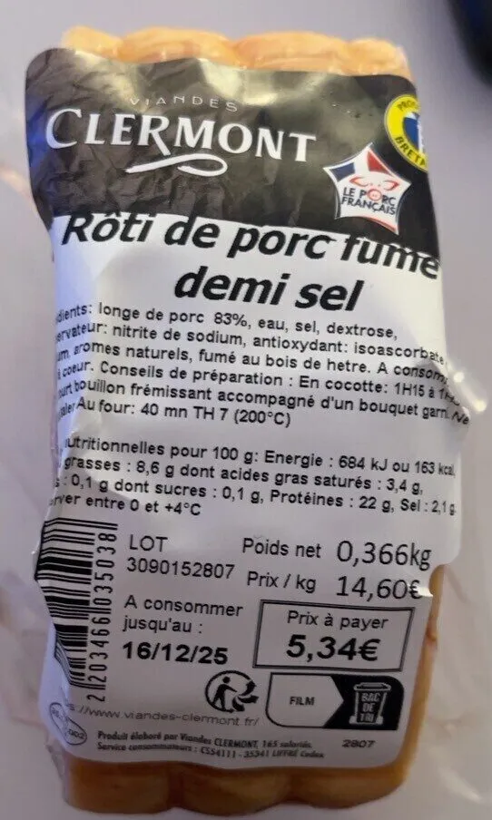 Roti de porc fume demi sel