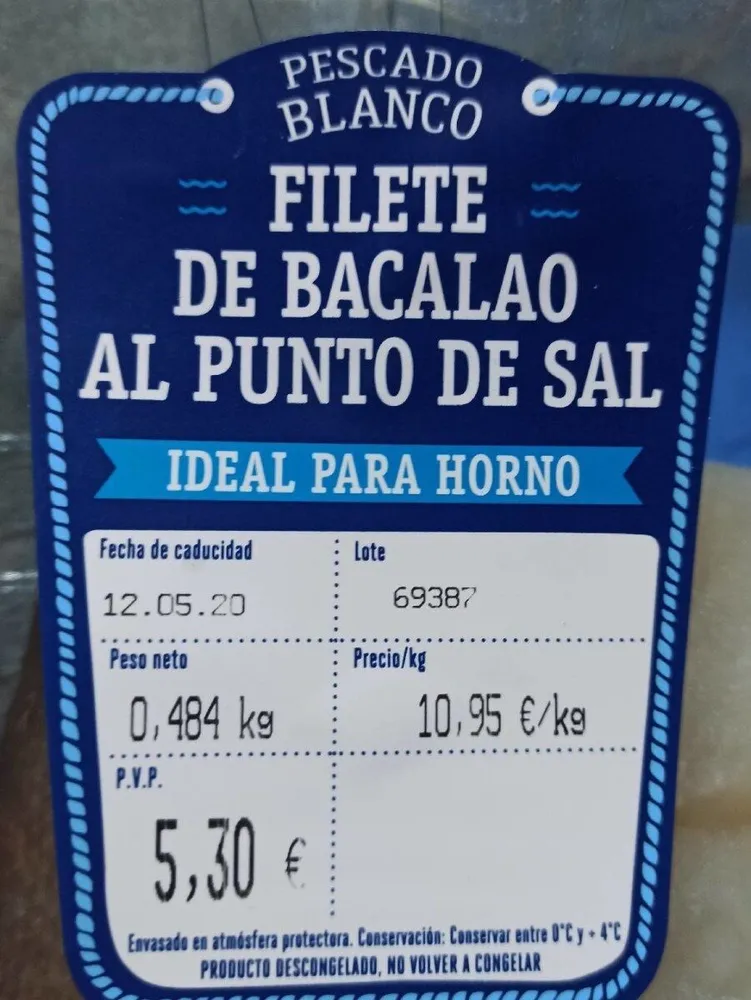 Filete de bacalao al punto de sal